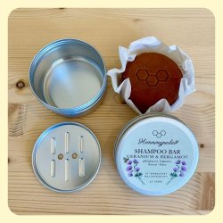H�ndlavet shampoo bar med r�d fransk ler og honning
